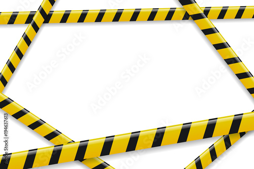 Vector realistic isolated caution tape frame for decoration and covering on the white background. Concept of barricade, danger and crime.