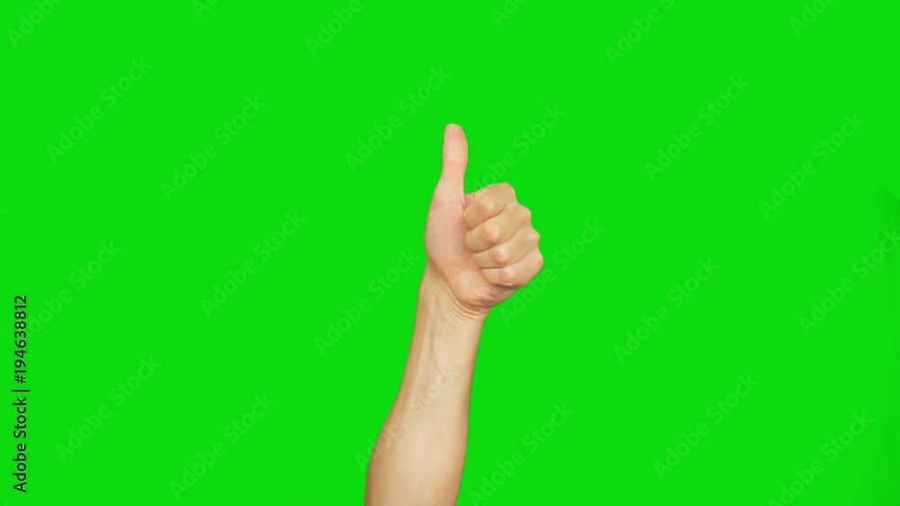Mans hand show thumbs up gesture. Male hand rise up and do thumbs up ...
