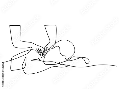 Continuous line drawing. Man has massage in beauty salon. Vector illustration.