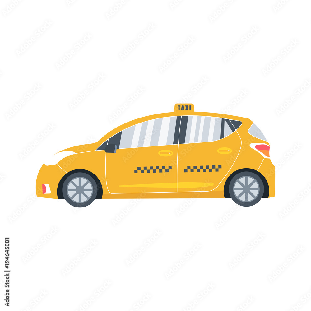 Yellow cab icon isolated on white background. Taxi service concept.