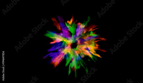 Color powder explosion background.Colored dust paint explode. Vector illustration for Holi Color festival event.