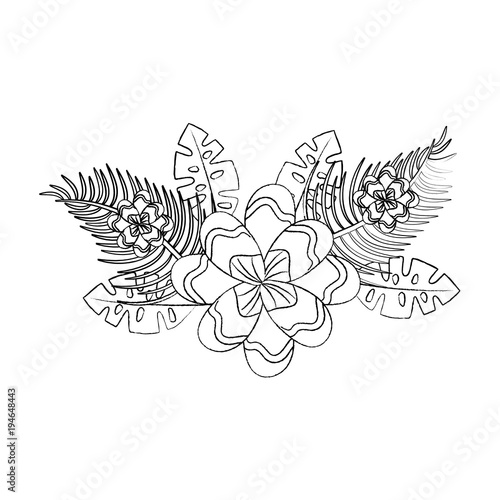 assorted flowers emblem wild icon image vector illustration design  black sketch line