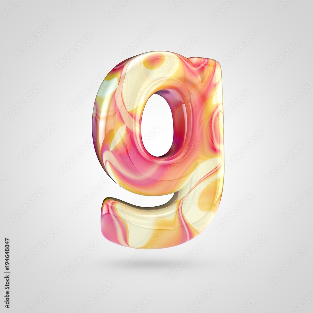 Glossy holographic letter G lowercase isolated on white background Glossy holographic letter G lowercase isolated on white background