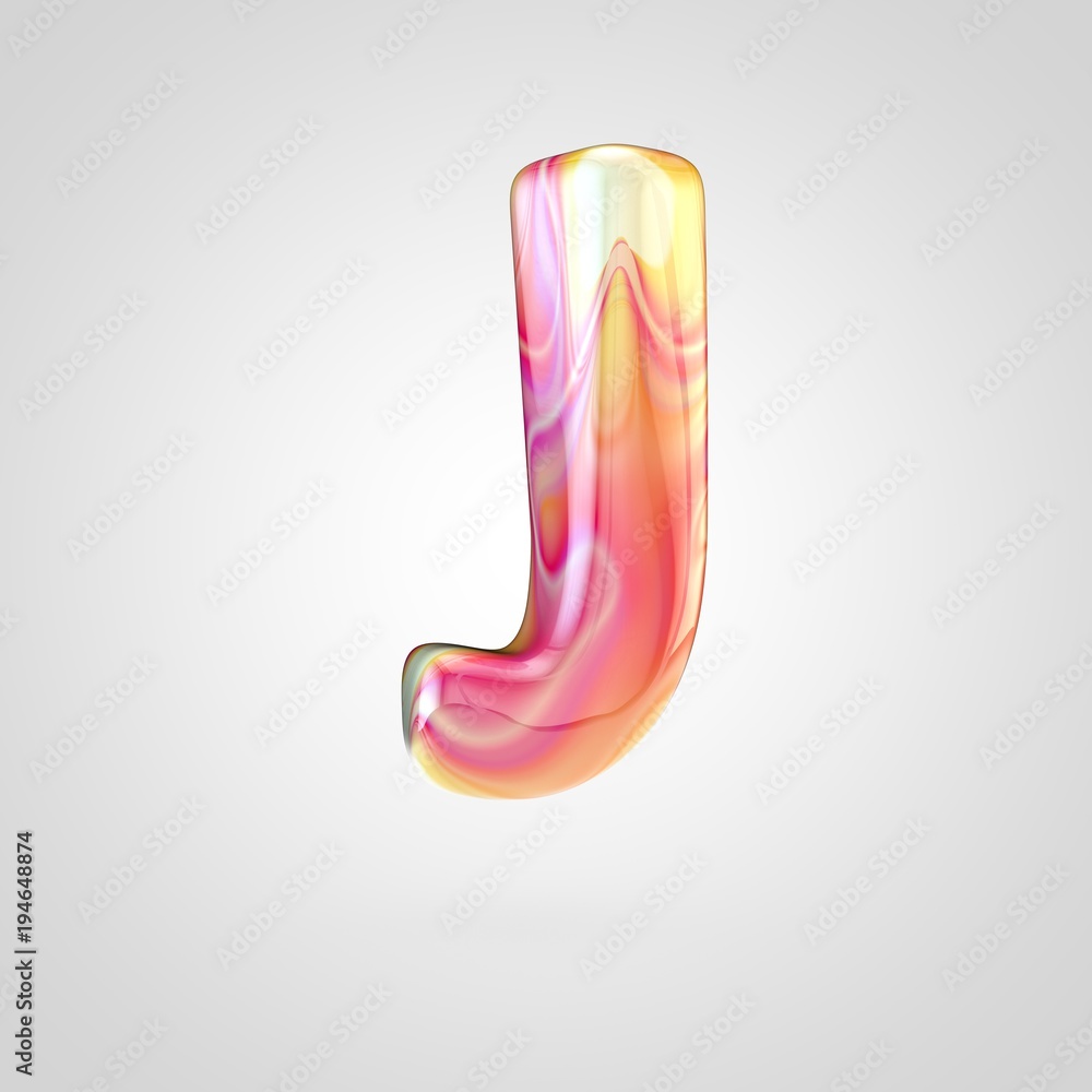 Glossy holographic letter J uppercase isolated on white background Glossy holographic letter J uppercase isolated on white background
