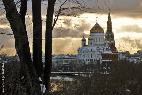 Moscow Kremlin. Color winter photo.