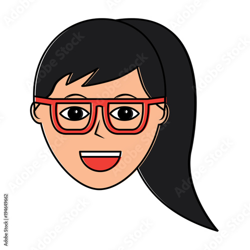 happy woman with glasses icon image vector illustration design 