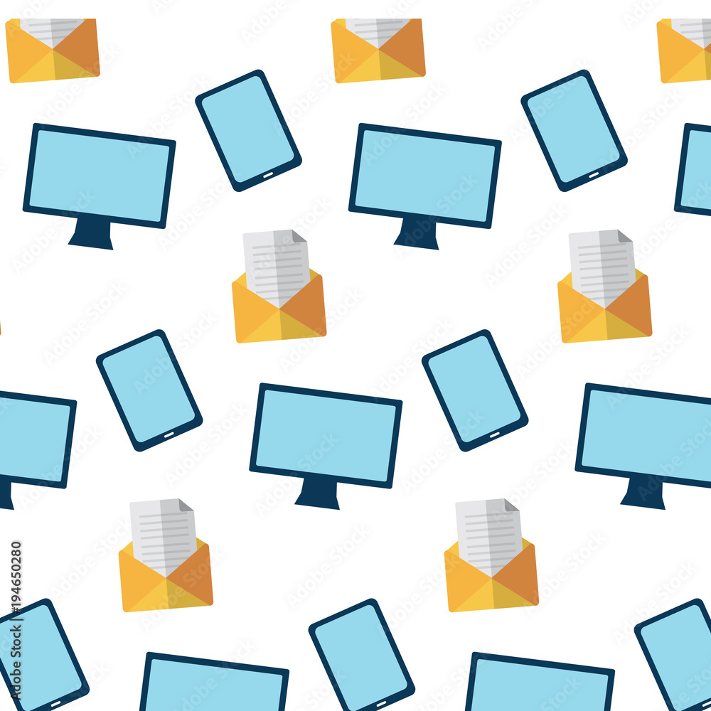 computer cellphone message envelope technology and communication pattern image vector illustration design computer cellphone message envelope technology and communication pattern image vector illustration design