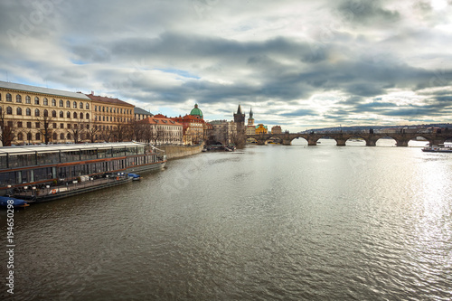 Vltava river and Charles bridge in Prague, Czech Republic © k_samurkas
