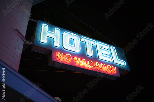 Vacancy City Hotel Neon Sign Downtown 
