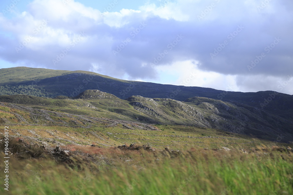 Hügel in den Highlands, Hochland von Schottland, in der Nähe von Loch Ness 