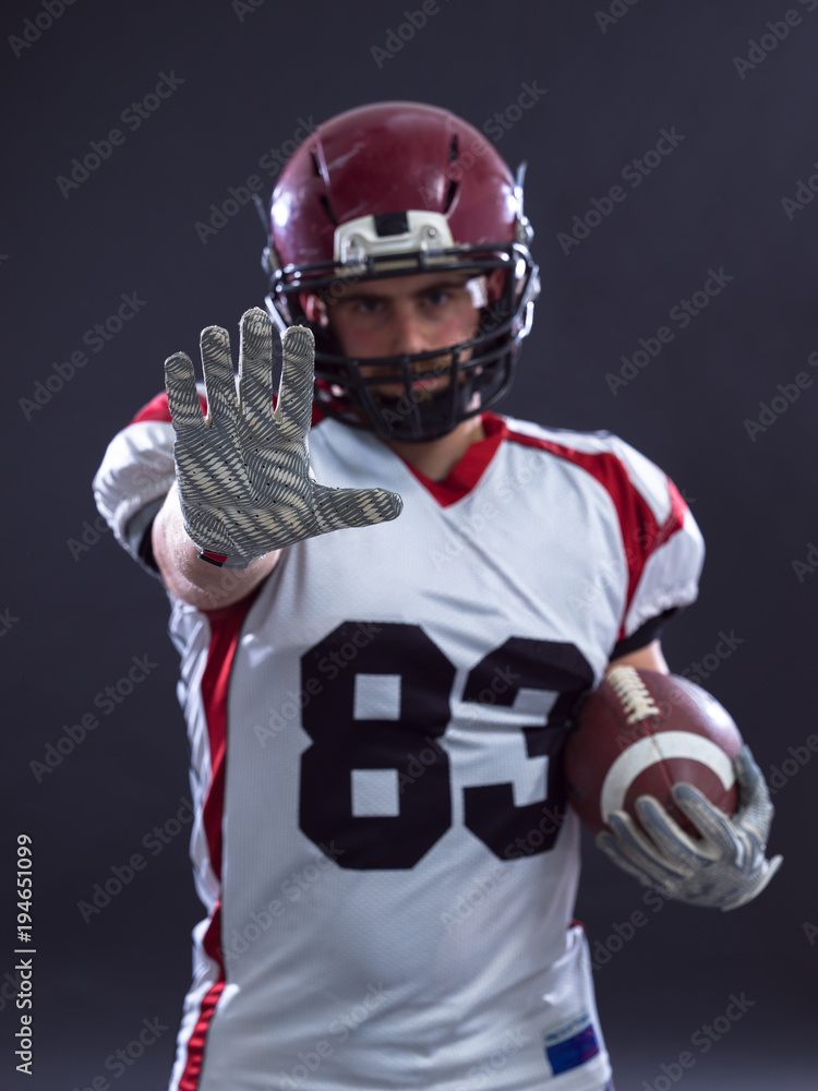 American football player pointing