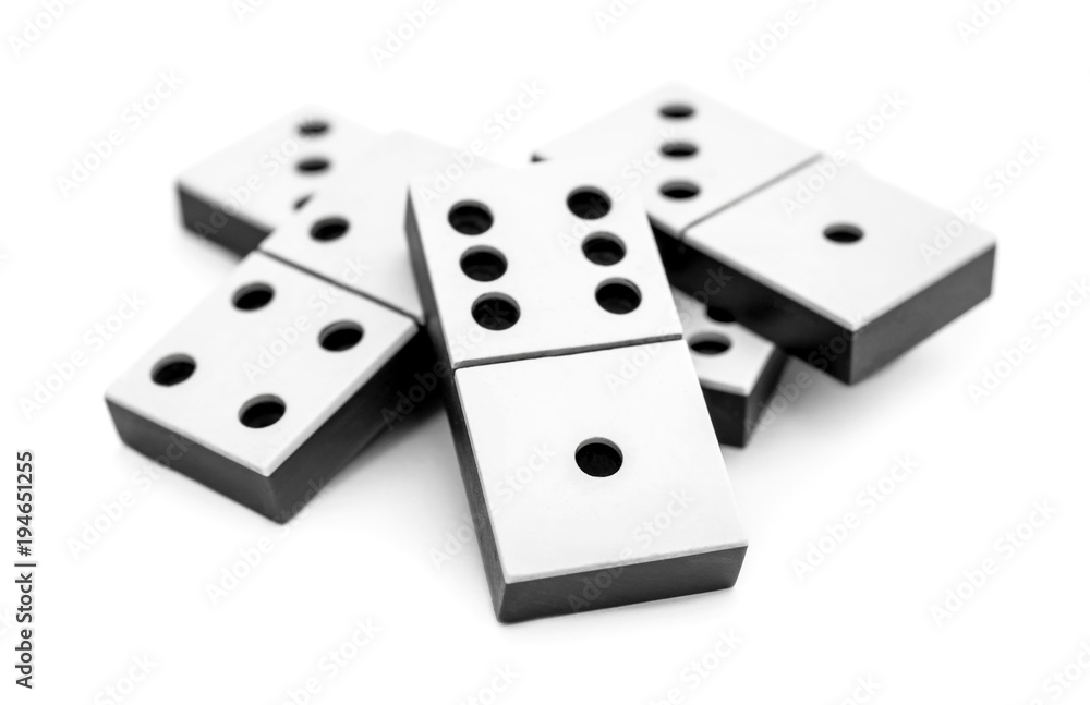 Heap of domino pieces on white background. Heap of domino pieces on white background.