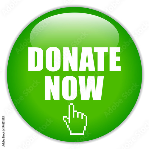 Donate now green glass icon