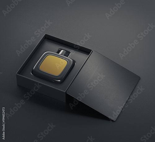 Black fragrance perfume bottle mockup