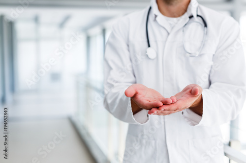 The concept of giving doctor's open palm