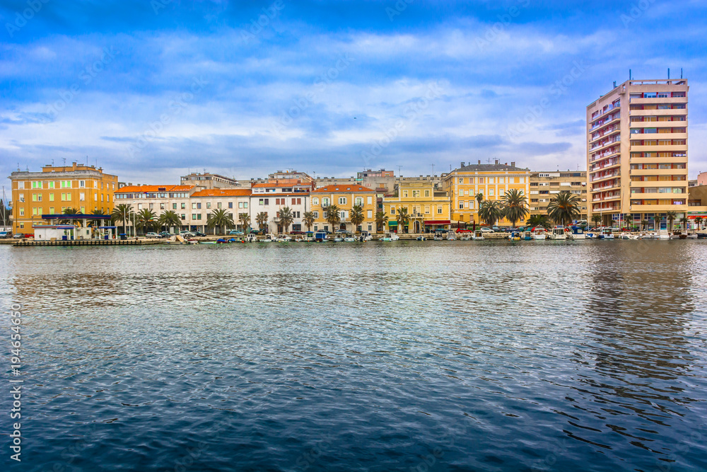 Zadar cityscape waterfront. / Seafront view of Zadar town, cityscape coastline scenery, Croatia. 