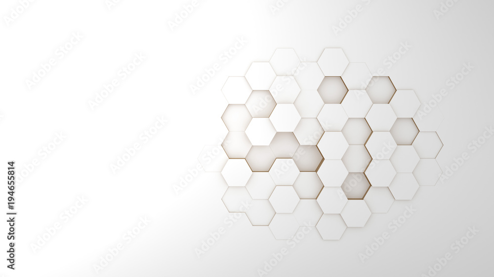 Abstract background hexagon white and golden frontal Stock Photo ...