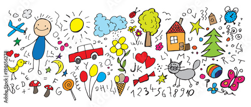 Children's drawings, vector illustration