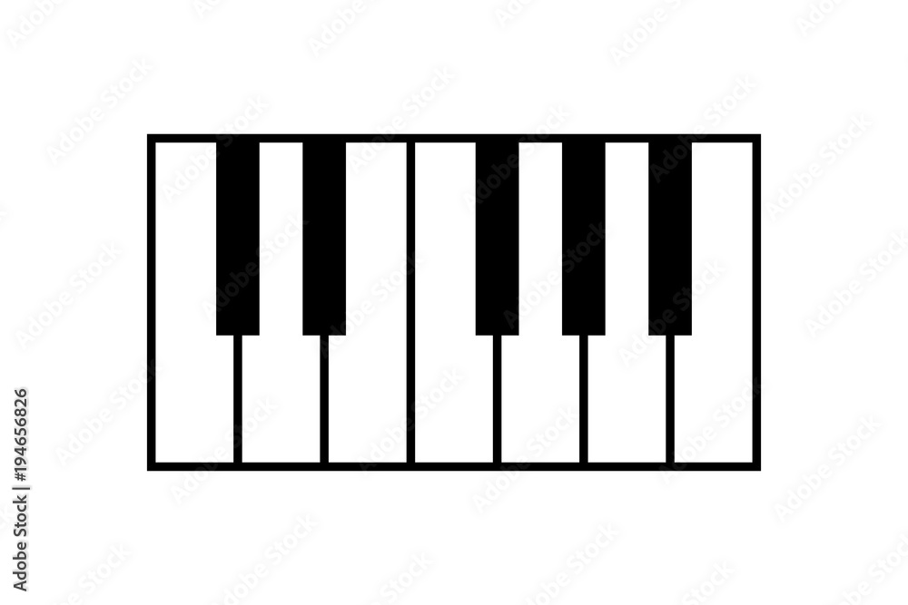 Piano keyboard icon, isolated on white background, vector illustration. Piano keyboard icon, isolated on white background, vector illustration.