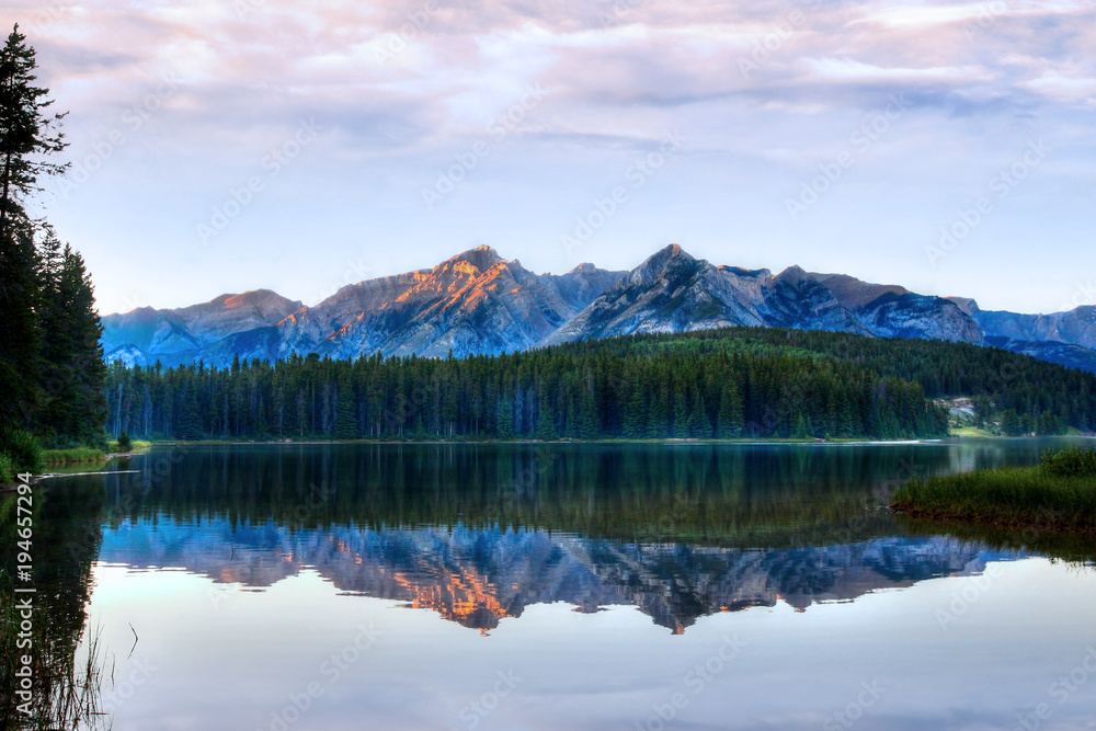 Sunset at Two Jack Lake in Banff National Park, Alberta, Canada Sunset at Two Jack Lake in Banff National Park, Alberta, Canada