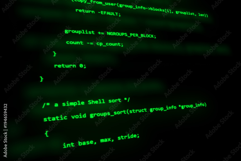 C programming code that works on the computer screen 3d illustration C programming code that works on the computer screen 3d illustration