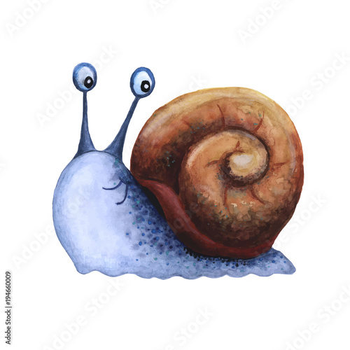 funny watercolor snail