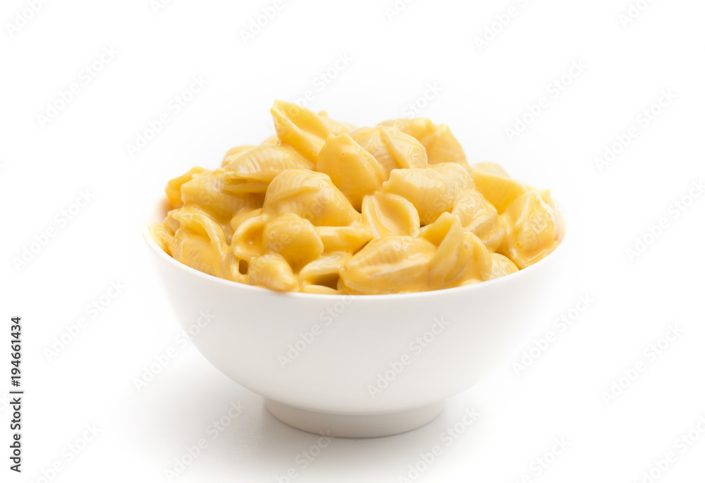 Macaroni Shells and Cheese on a White Background Macaroni Shells and Cheese on a White Background