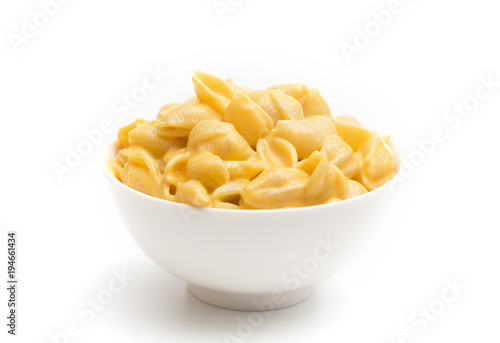 Macaroni Shells and Cheese on a White Background photo