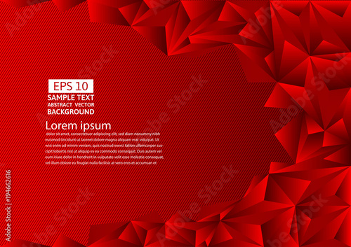 Red polygon abstract vector background with copy space, Vector illustration