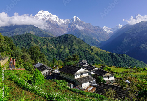 Mountain village in Ghandruk, Nepal photo