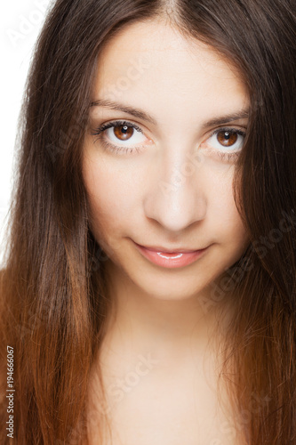 brunette girl looking at camera portrait