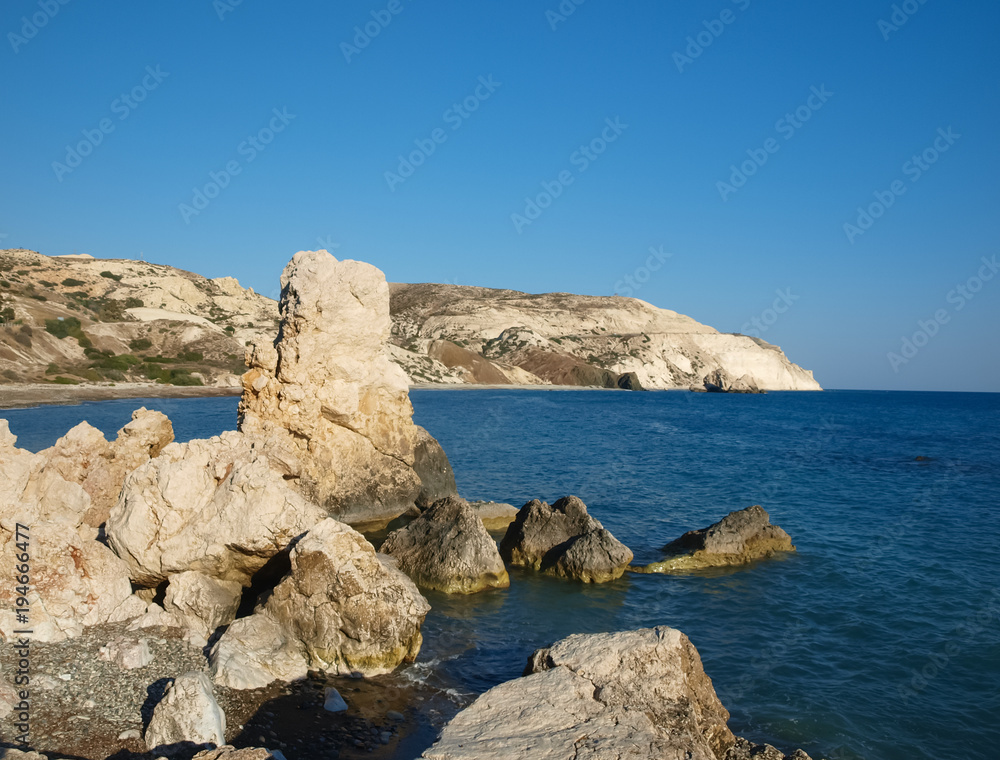 Sea rock near the Goddess Aphrodite Birthplace, Aphrodite Beach and Petra tu Romiou, Cyprus