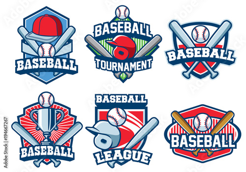 baseball badge design set