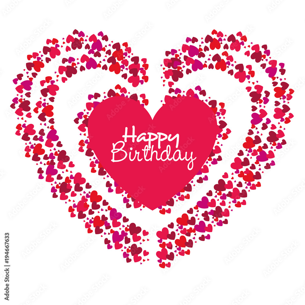 happy birthday card with heart love vector illustration design