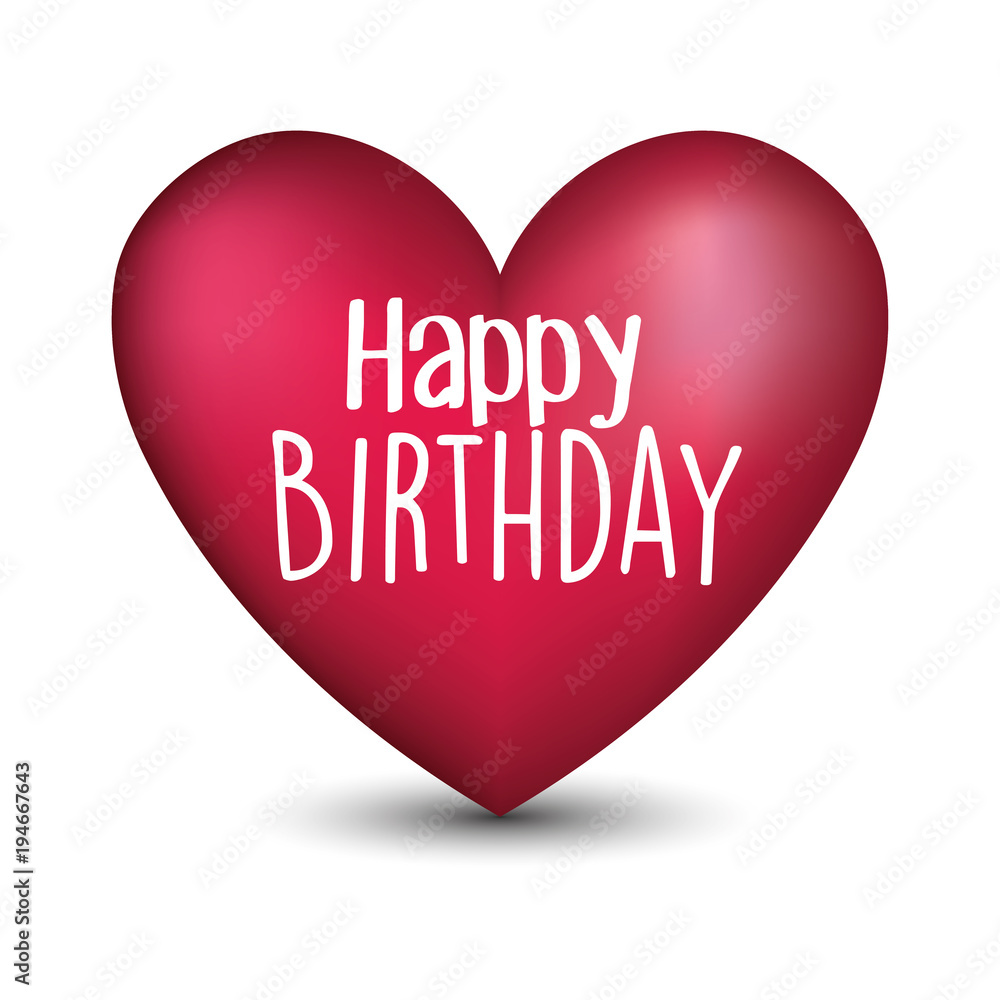 happy birthday card with heart love vector illustration design