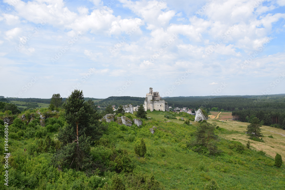 Ruins of medieval king castle Mirow in Poland.