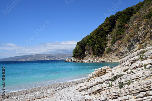 Fototapeta Naklejka Na Ścianę i Meble -  Monastery beach (Plazhi i Manastirit) near Saranda. Albania.