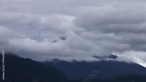 Villarrica Volcano, Pucon, Chile - April 04, 2017. Clouds over Villarrica Volcano in Pucon, Chile. photo