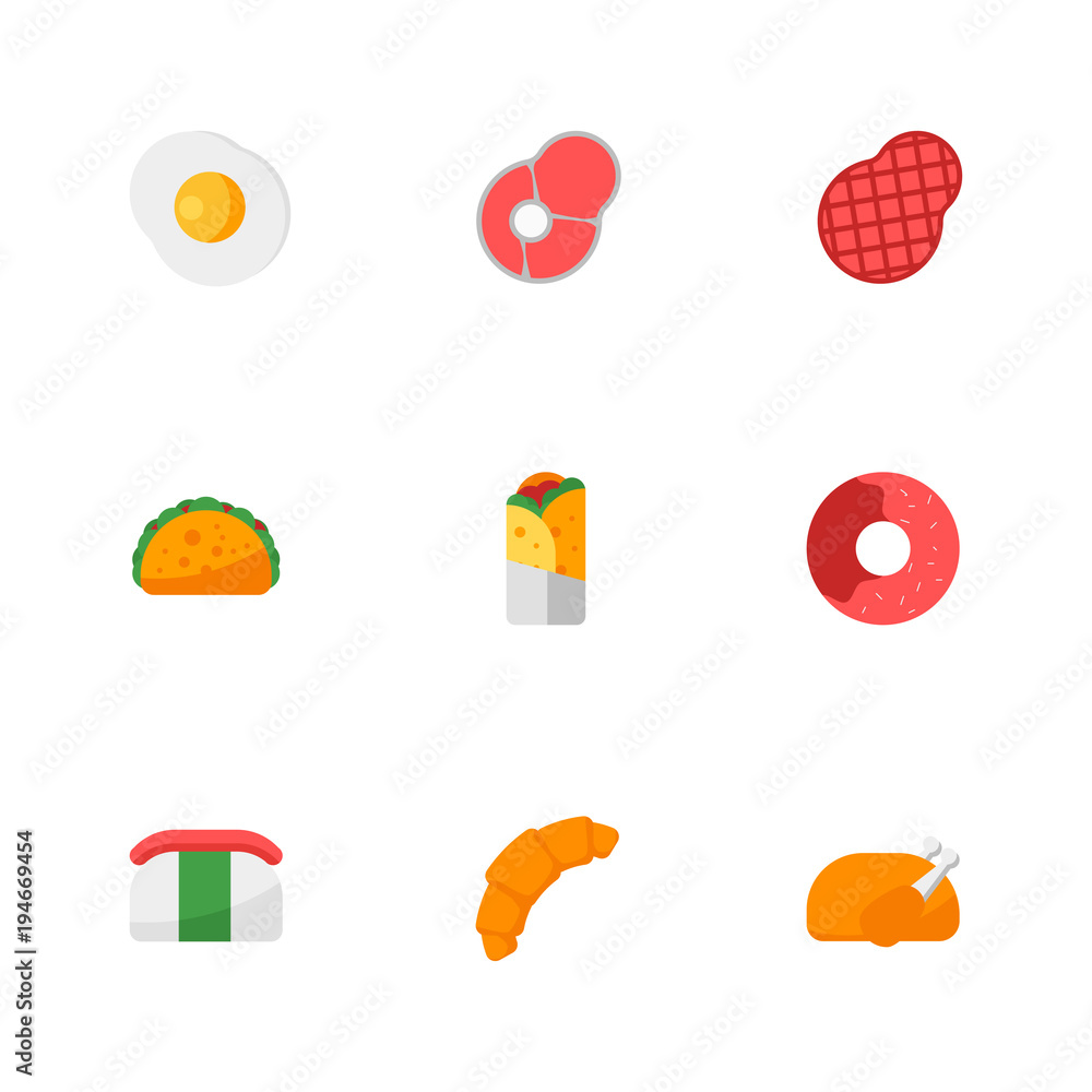 Food icons flat 