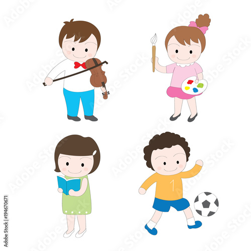 Cartoon cute talent kids vector.