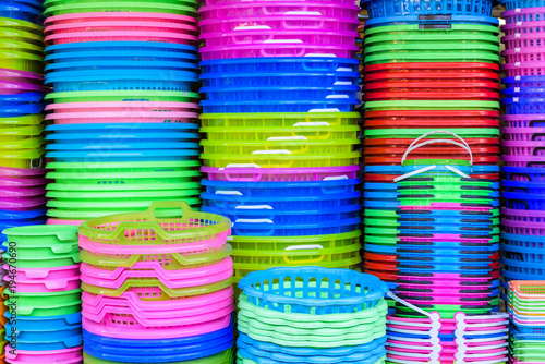 colorful plastic basket pattern background