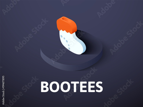 Bootees isometric icon, isolated on color background