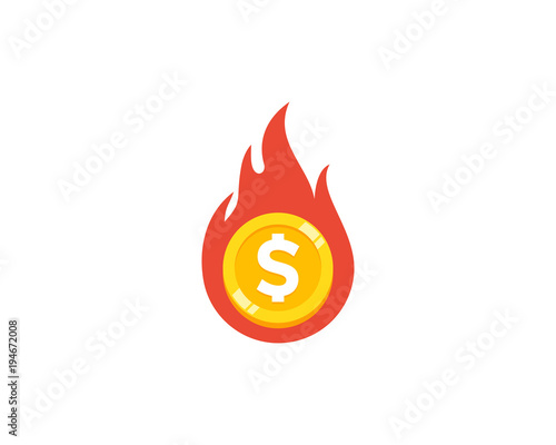 Hot Coin Icon Logo Design Element