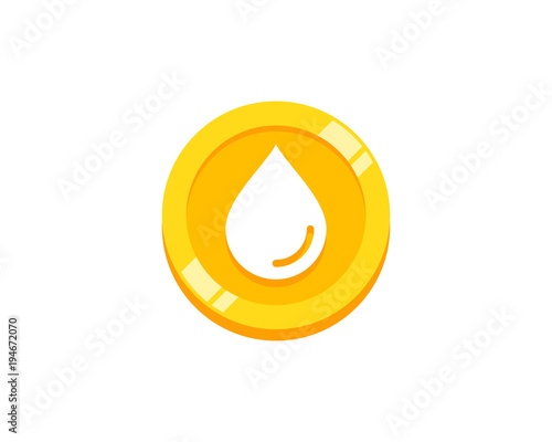 Coin Water Icon Logo Design Element