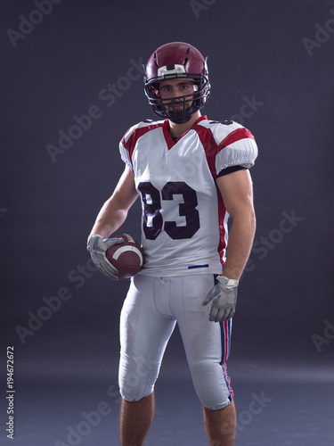 American Football Player isolated on gray