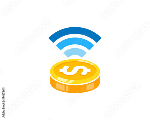 Wifi Coin Icon Logo Design Element