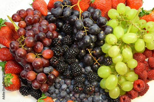 Wallpaper Mural Assorted Berries and Red and Green Grapes, Blueberries, Blackberries, Strawberries, Raspberries, Organic Natural Healthy Fruit Torontodigital.ca