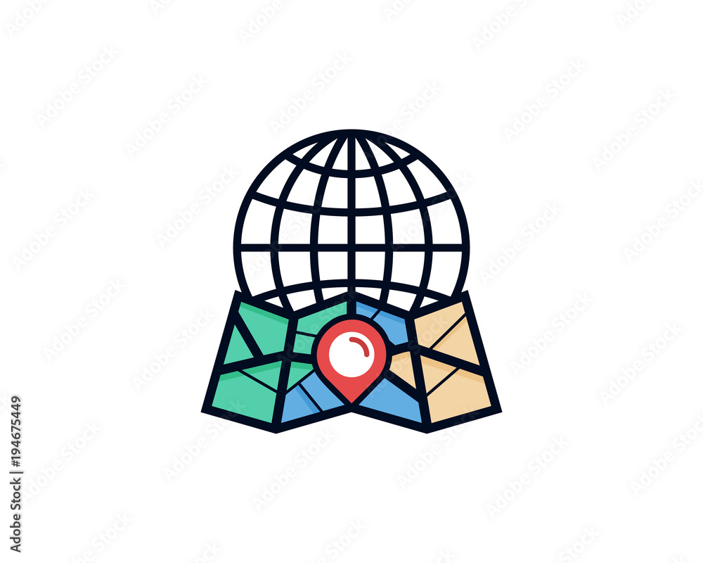Global Map Icon Logo Design Element Global Map Icon Logo Design Element