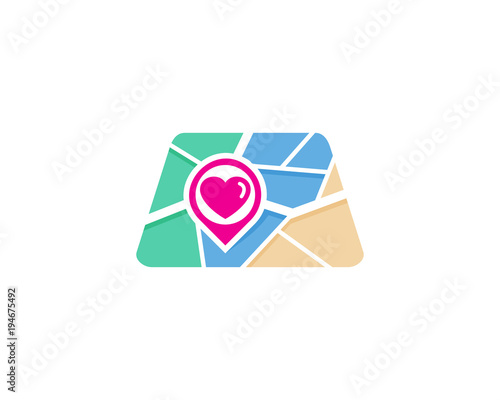 Heart Love Map Icon Logo Design Element
