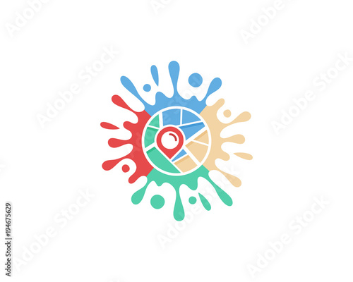 Splash Map Icon Logo Design Element